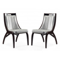 Manhattan Comfort DC024-SV Danube Leatherette Dining Chair   - Set of 2 in Silver